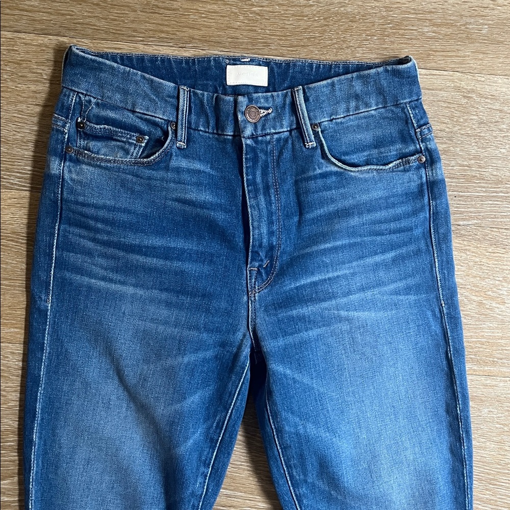 MOTHER High Waisted Looker Ankle Jeans Size 27 Gold Rush Baby Distressed Denim - Picture 5 of 11
